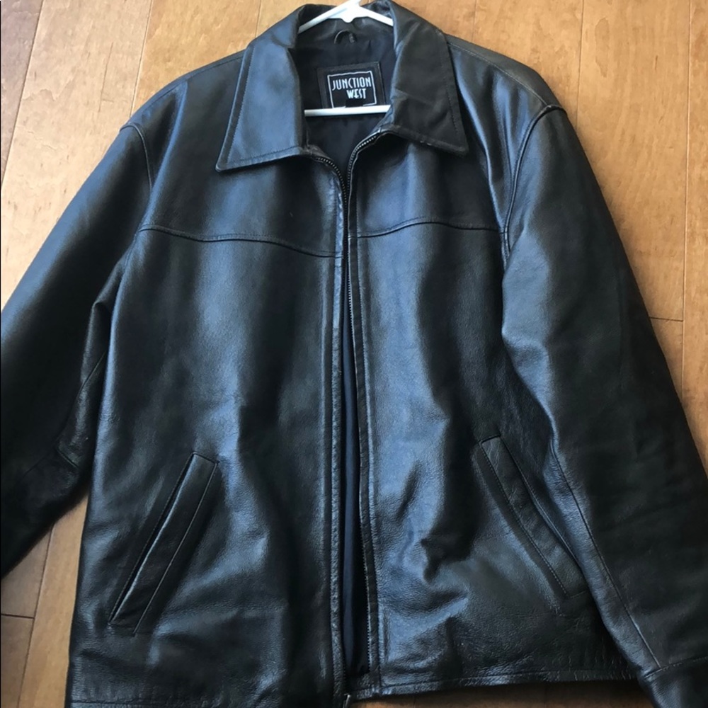 Black leather jacket - large
